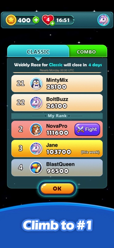 Star Blast global leaderboard